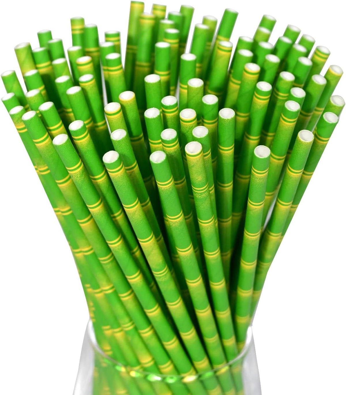 GLUJASBIO 7.75" Green Disposable Paper Straws - Biodegradable Drinking Straws for Party Suppliers