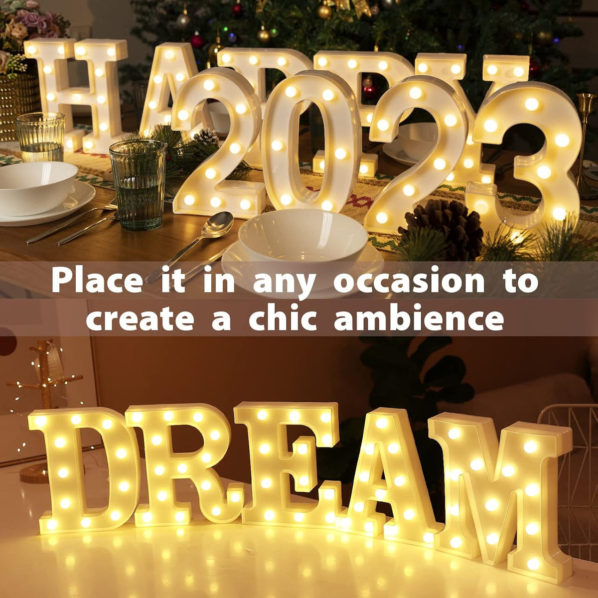 HXWEIYE Light Up Numbers-0, LED Marquee Number Lights Sign 26 Alphabet and 10 Number for Party Bar