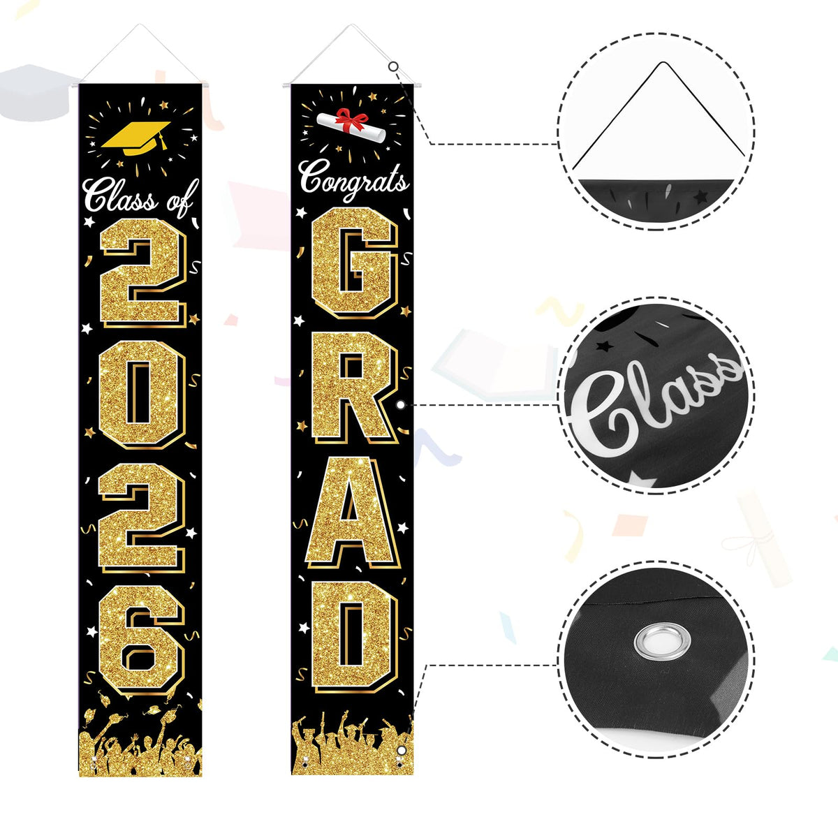 2026 Graduation Decorations, Graduation Banner Class of 2026, Hanging Congratulations/Congrats Grad