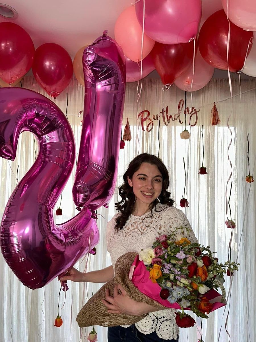 Rosy Purple Number 1 Balloon 40 inch, Number 1 Birthday Balloons for Boy Girl, Rosy Purple Foil One