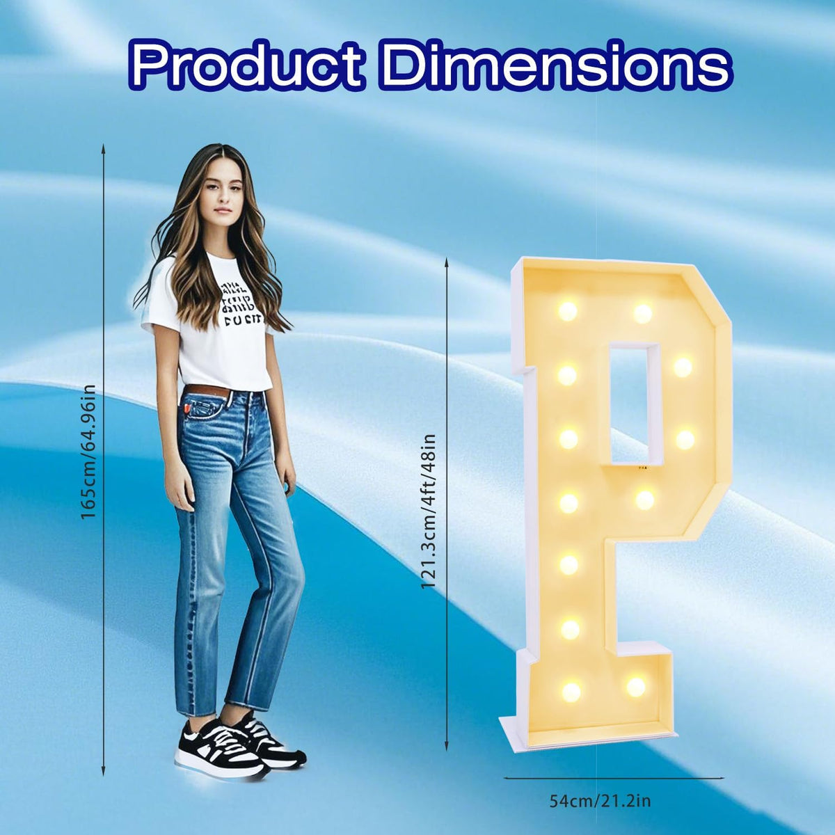 4FT Marquee Plastic Letters P - Light up Letters P Are Made from Corrugated Plastic Board - Quick