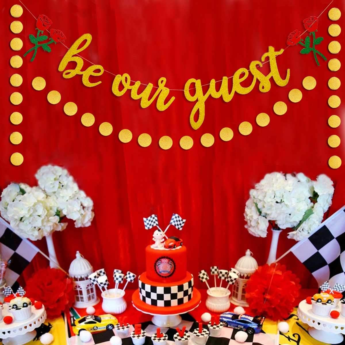 Be Our Guest Gold Sign Banner - Reception Banner for Beauty And The Beast Party, Bridal Shower