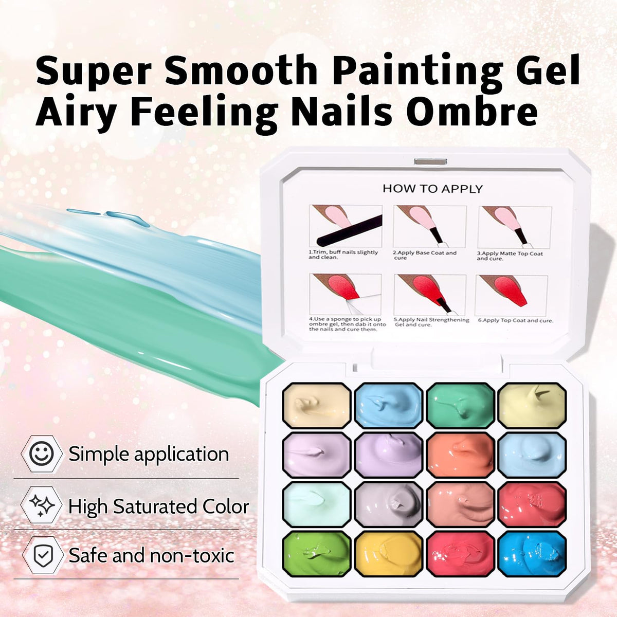 Sponge Pat Paint Nail Gel, Ombre Nails Gradient Gel Nail Blush Blooming Aura Nails Drawing Stripper