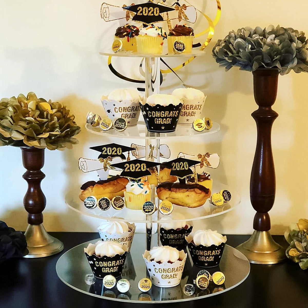 Boxalls Cupcake Stand, 4 Tier Round Acrylic Cupcake Display Stand Holder, Clear Dessert Pastry