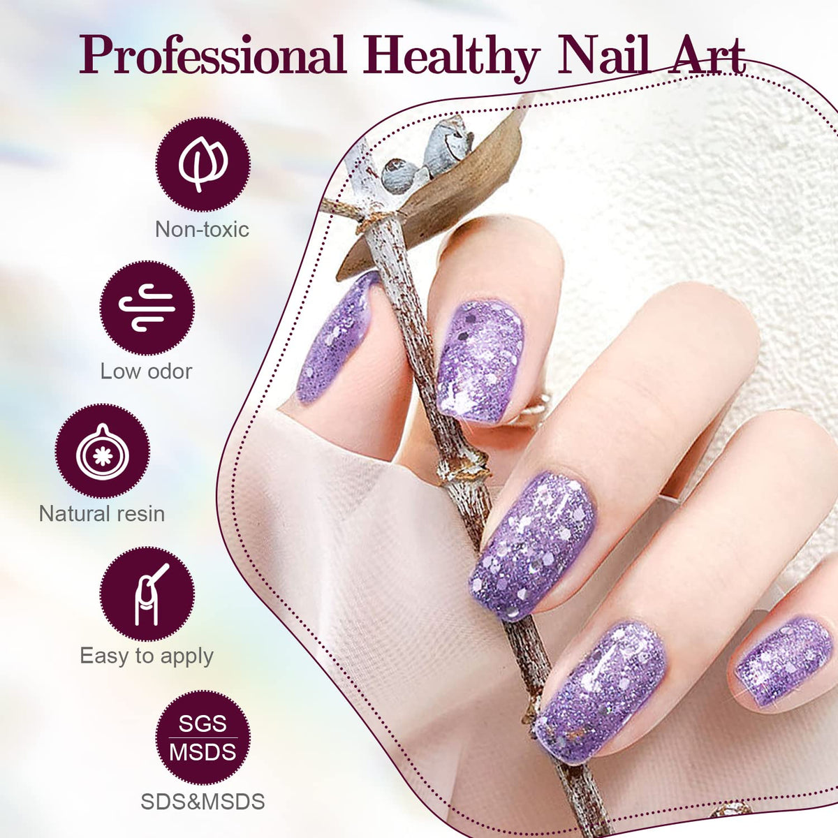 JODSONE Gel Nail Polish Shiny High Gloss Surface Strengthening Glitter Minimalistic Artistic