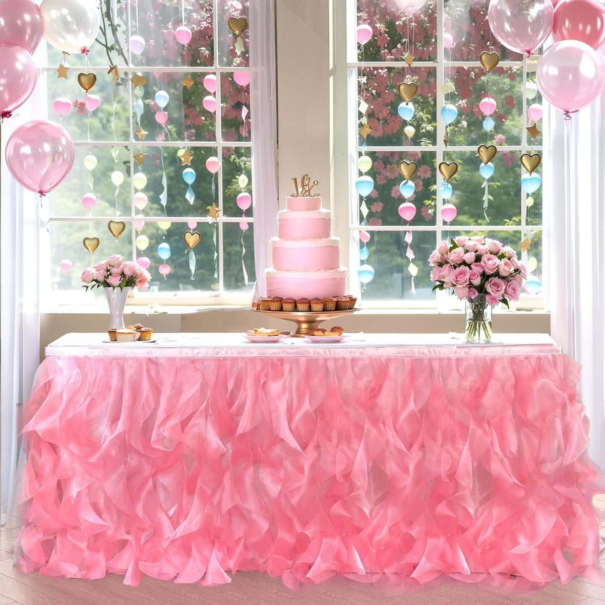 Luxury Organza Mesh Table Skirt Draping Floating Romance - Perfect for Bridal Showers, Birthday