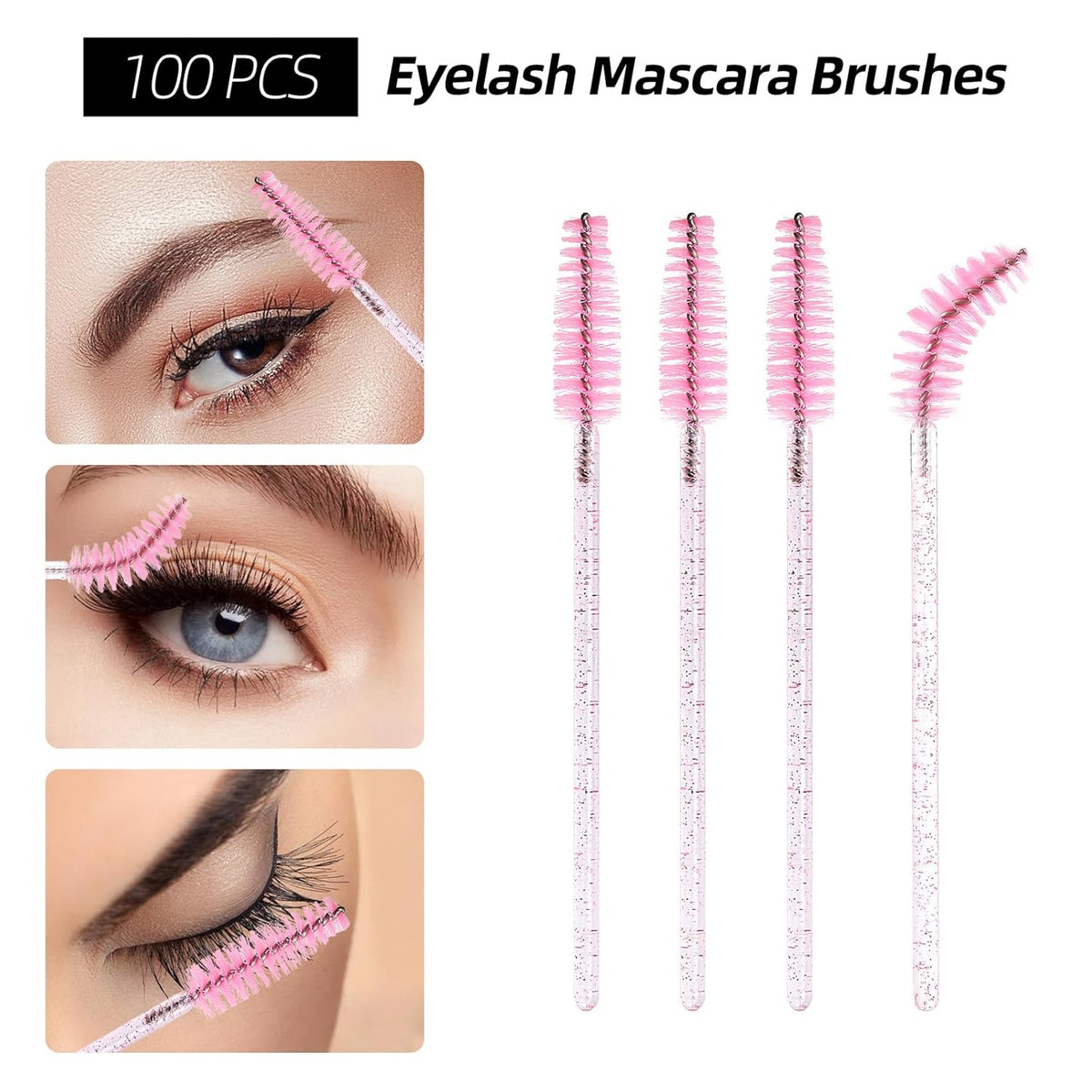 300 Pcs Spoolies Mascara Wands and Lip Brushes and Micro Swabs Applicator Disposable Eyelash