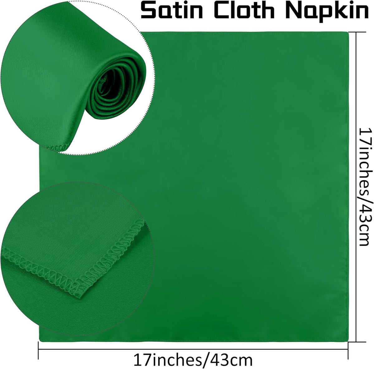 ANECO 12 Pieces Satin Napkins Soft Dinner Napkins Square Table Napkins 17 x 17 Inches for