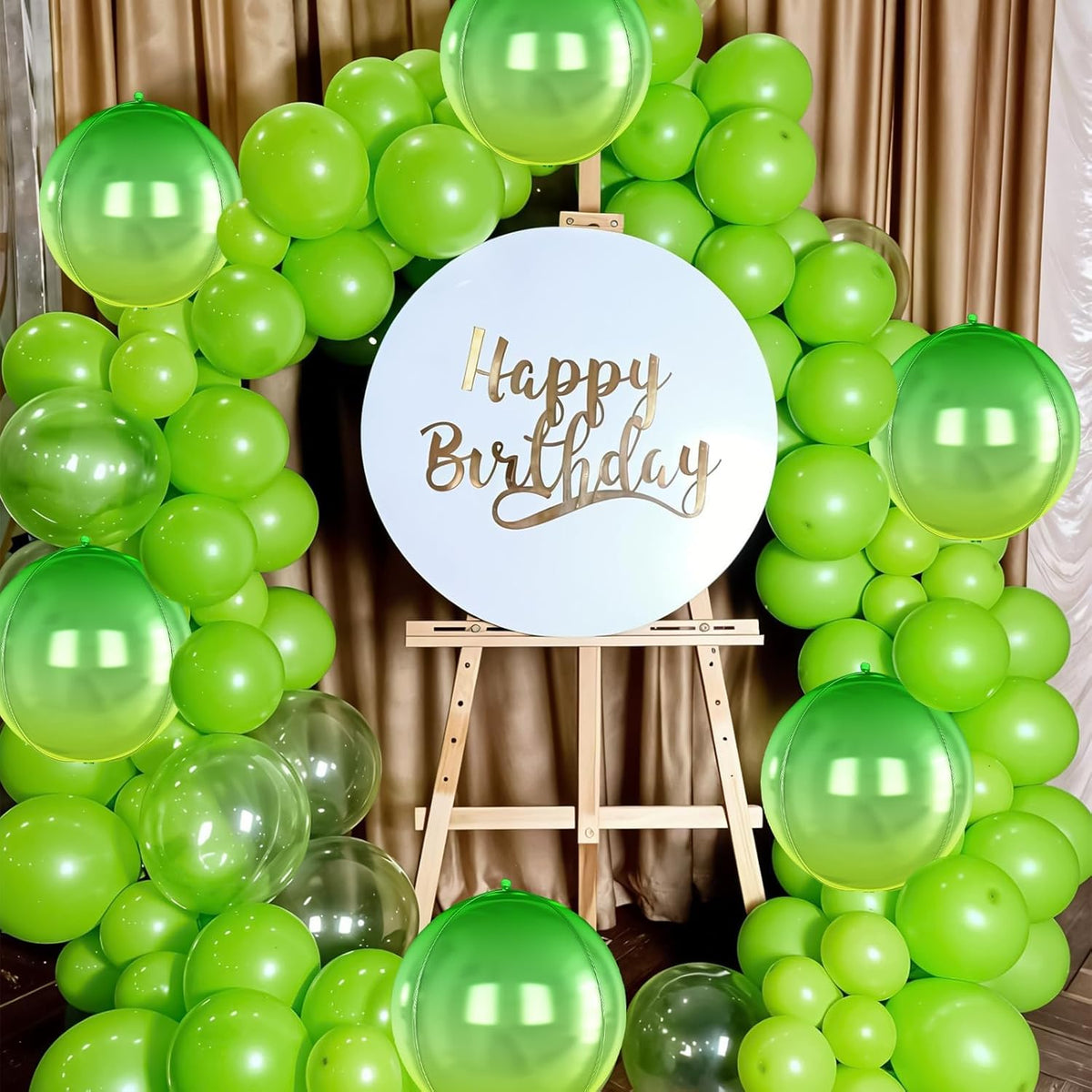 6Pcs Gradient Green Round Foil Balloons,Giant 4D Round Ball Balloon,22 Inch Green Balloons for