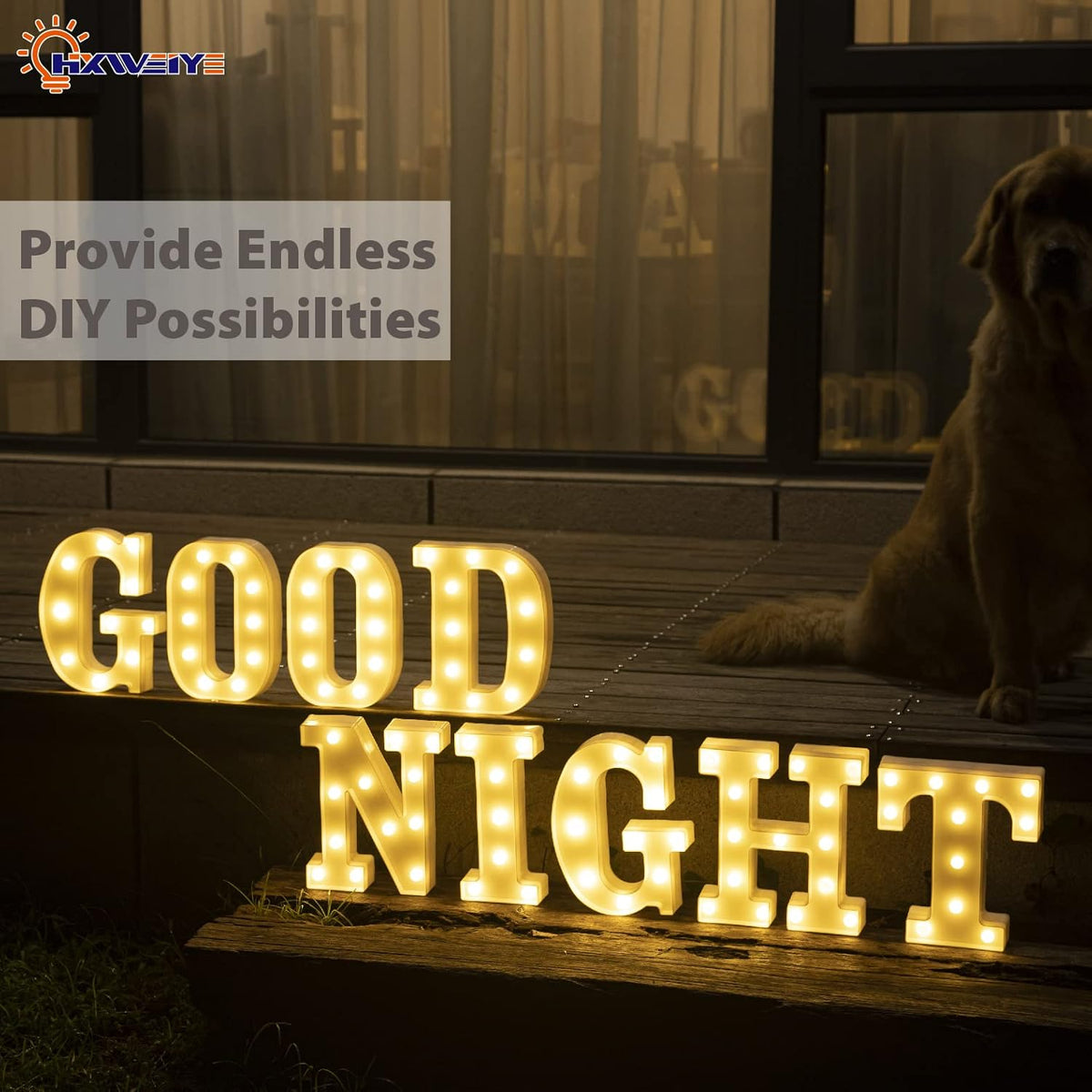 HXWEIYE Light Up Letters LED Marquee Sign 26 Alphabet and 10 Number Big Lights for Party Birthday