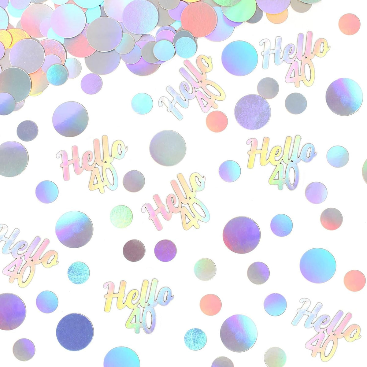 40th Birthday Confetti for Table Iridescent Birthday Party Decorations for Her Circle Dots Hello 40