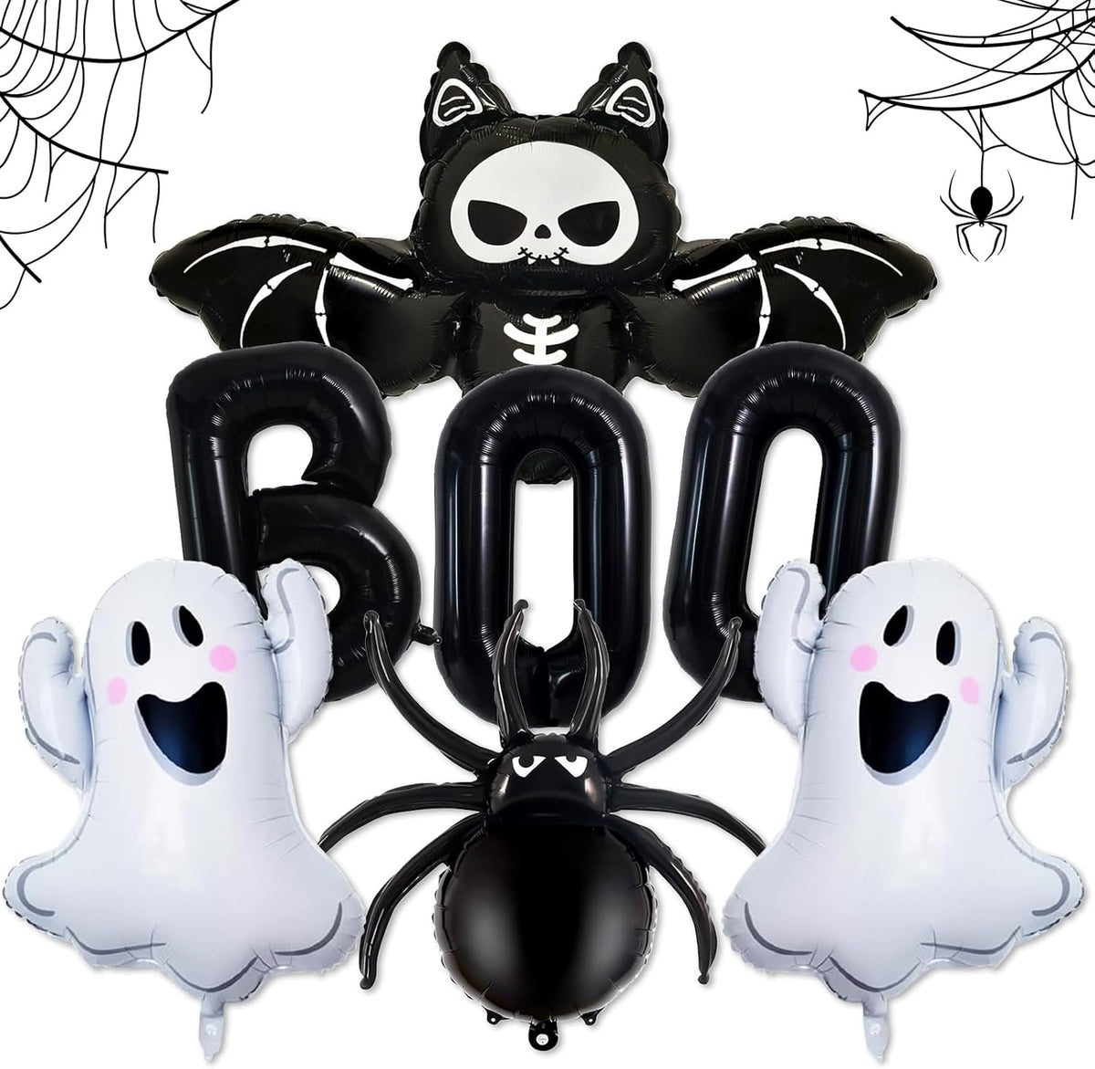 Halloween Balloons Decorations, Black Boo Letter, Ghost, Bat, Spider Foil Balloon for Halloween