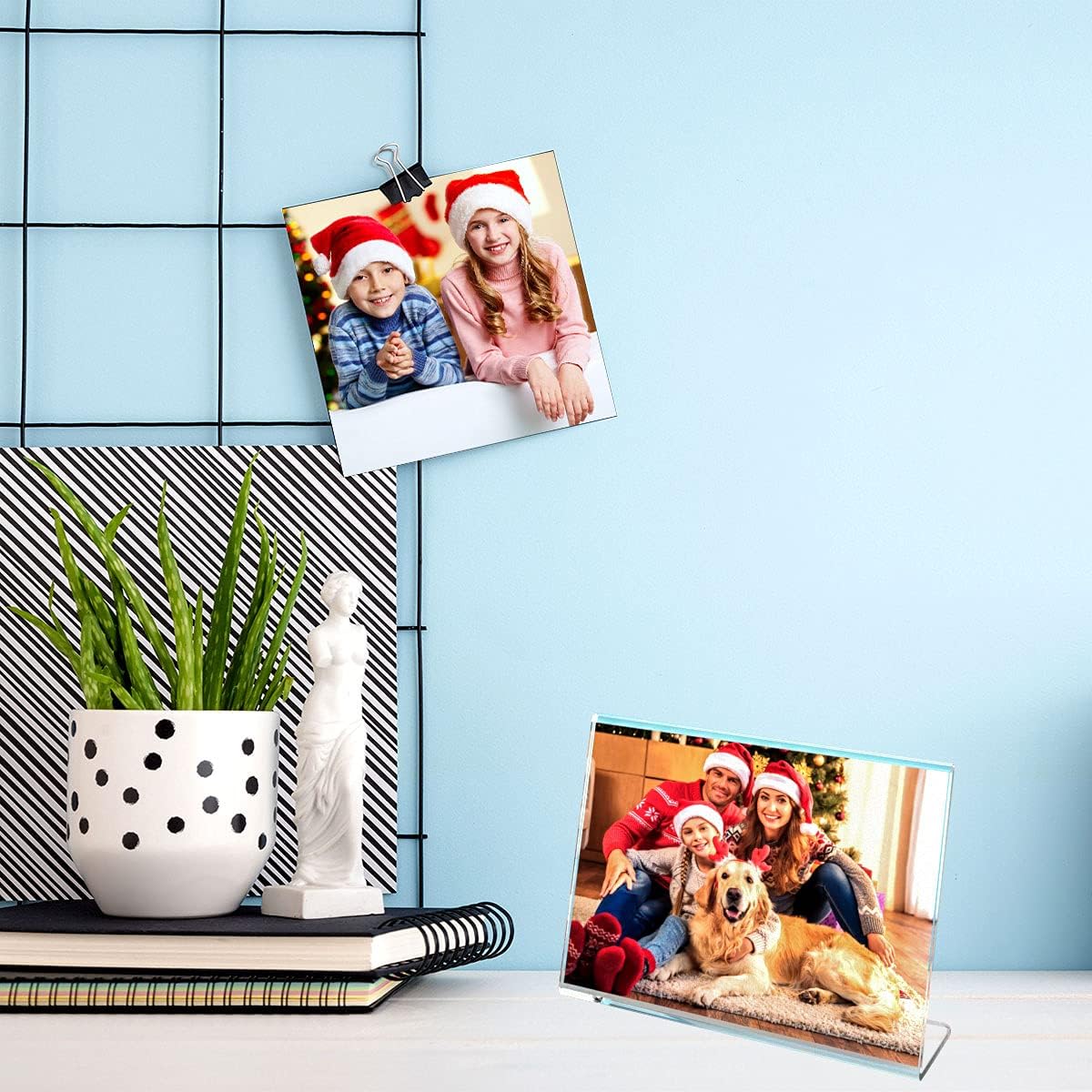NIUBEE Slanted Back Acrylic Sign Holder 6 x 4 Inches, Clear Plastic Sign Holder Paper Display Table