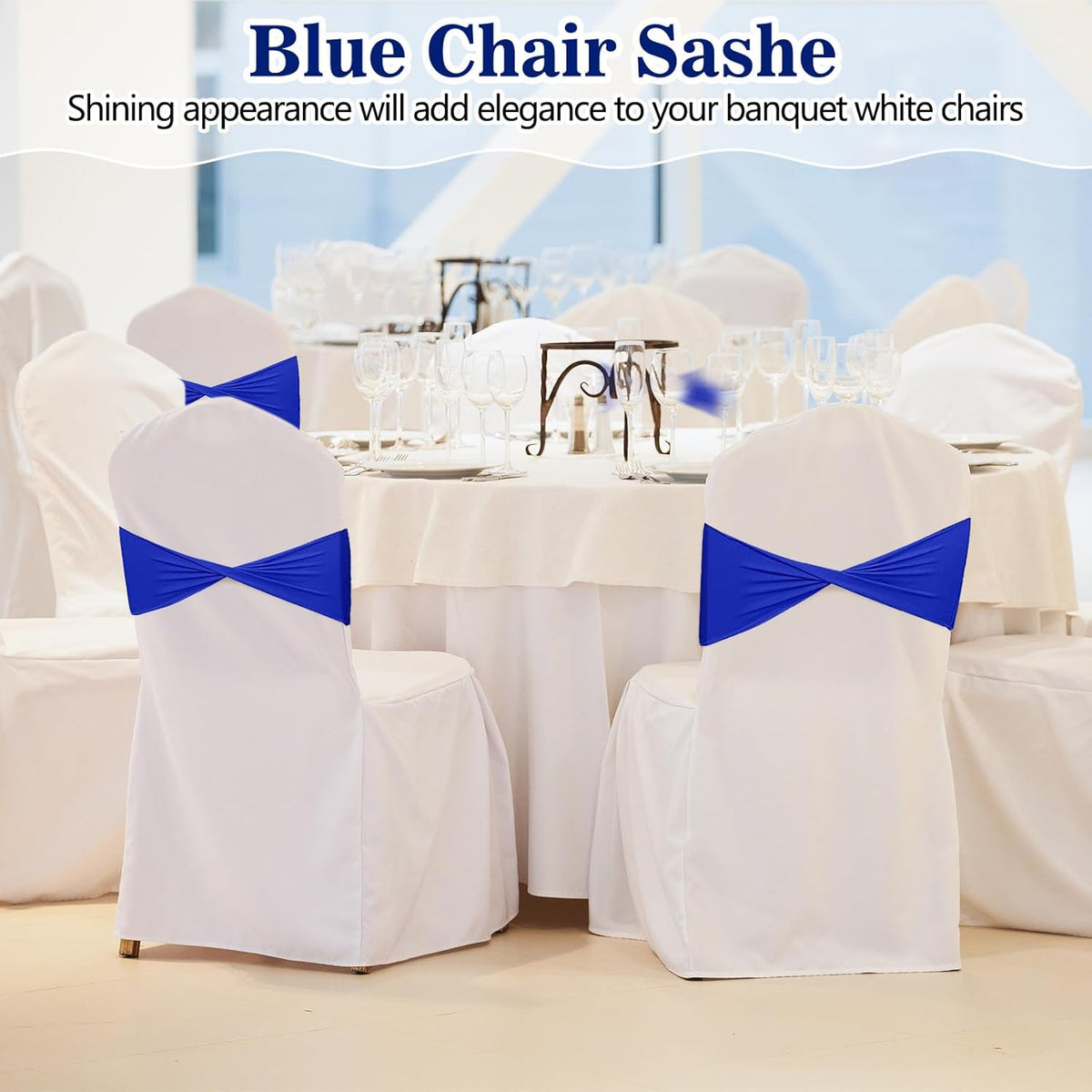 Kinlop 50 Pcs Spandex Chair Sashes Bows Chair Bands Slider Sashes for Covers Elastic Bands Ties
