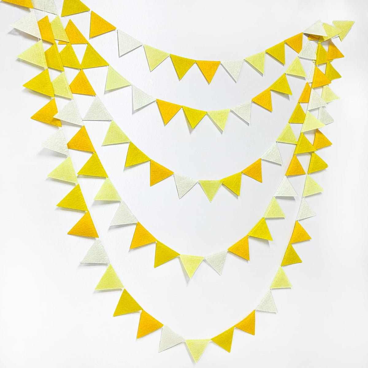 Yellow Party Decorations Ombre Yellow Felt Hanging Triangle Mini Bunting Pennant Banner Flag for