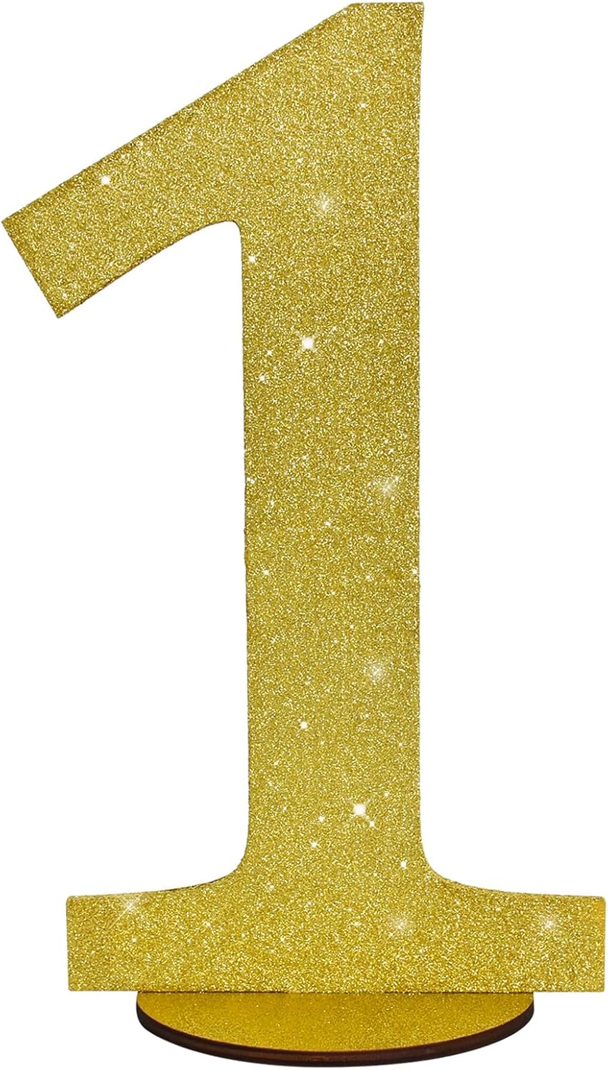TONIFUL 11.8 Inch Gold Glitter Numbers Table Centerpieces 0-9 Birthday Party Decorations,Shining