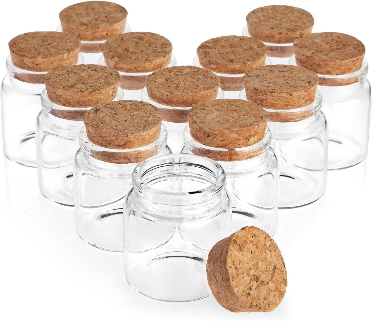 Bright Creations Spell Jars - 50ml, Clear, 12 Pack - Mini Glass Jars with Cork Lids & Apothecary
