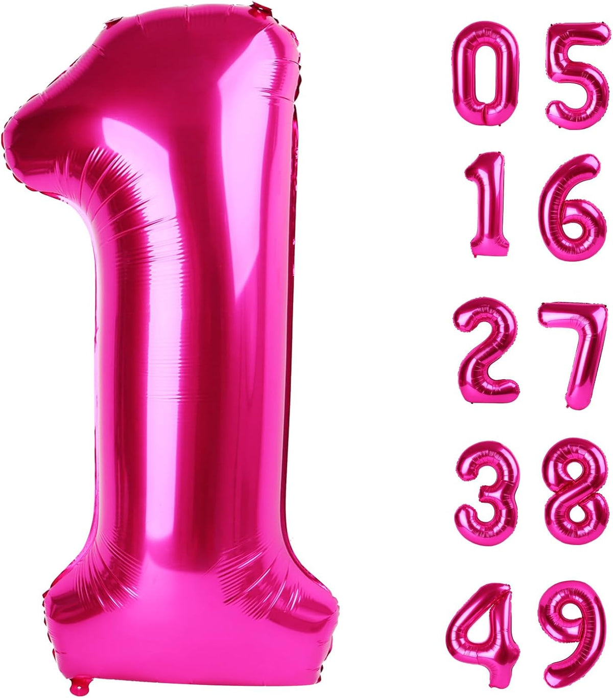 40 Inch Hot Pink 1 Number Balloon, 1 Number Balloons Birthday Decorations for Girl Kids Toddler