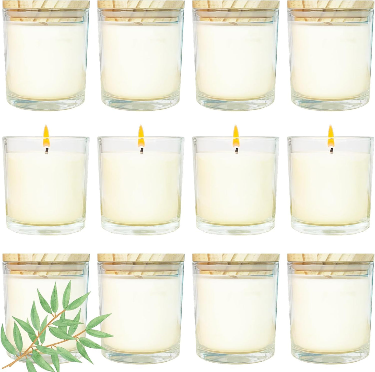 12 Pcs 6 Oz Mini Soy Candles,Eucalyptus Scented Bulk Candle Set,Aromatherapy Candle,Great Stress