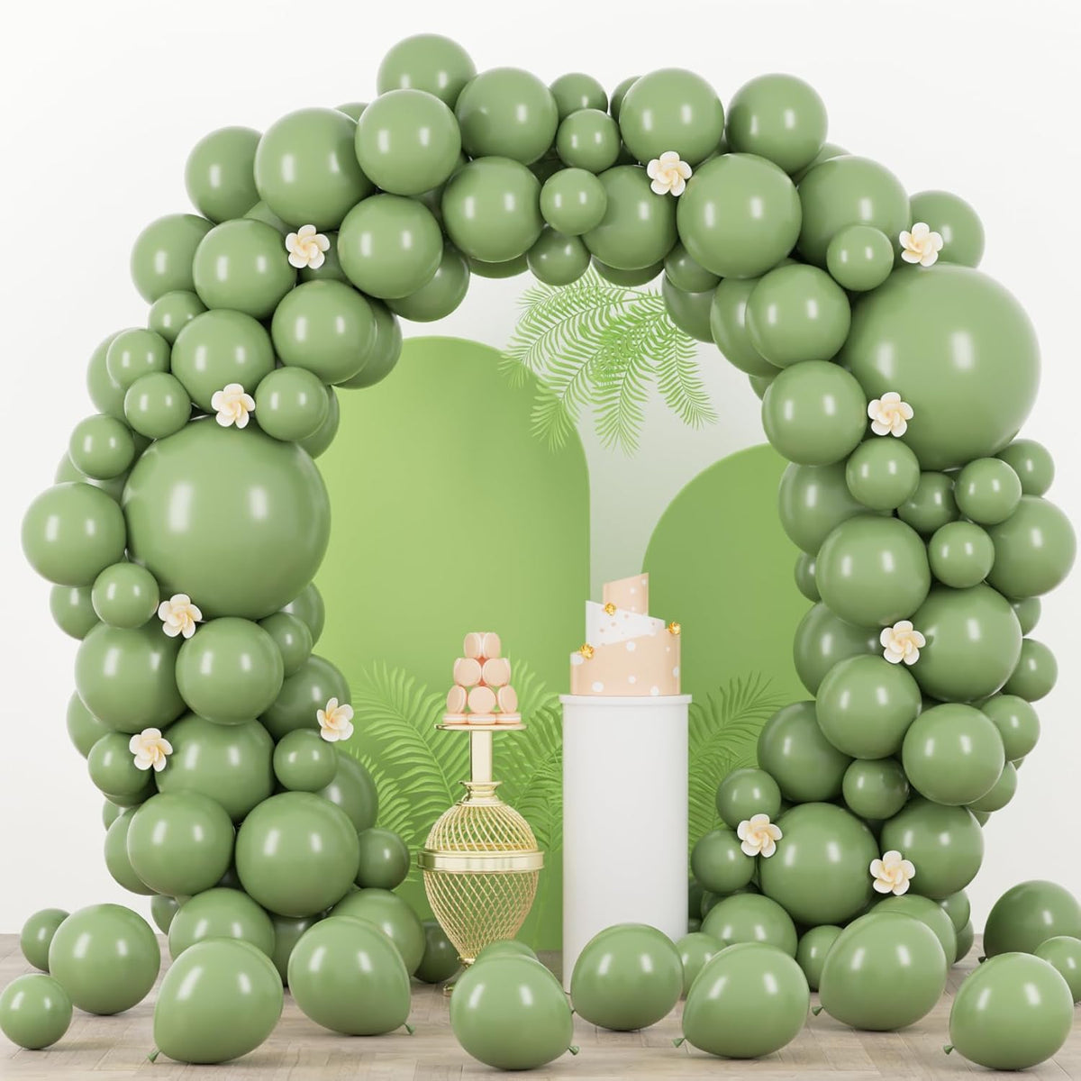90pack Sage Green Balloons Different Size 18/12/10/5 Inch Olive Green Balloon Garland Arch Kit for