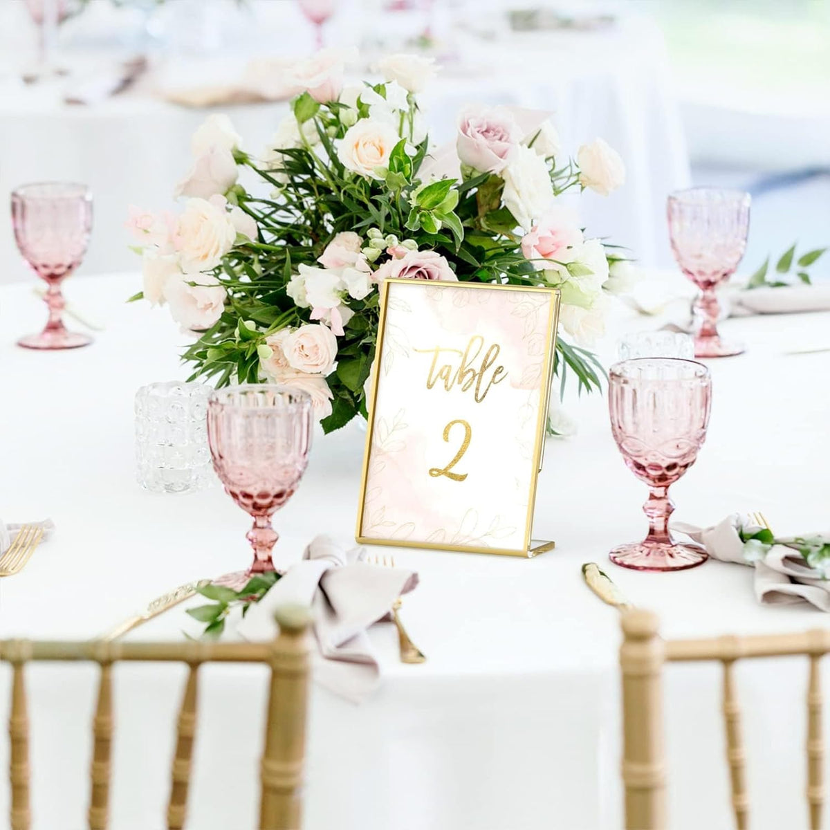 NIUBEE 4 x 6 Gold Frames, 6 Pack Acrylic Slanted Back Gold Picture Frames for Wedding Table
