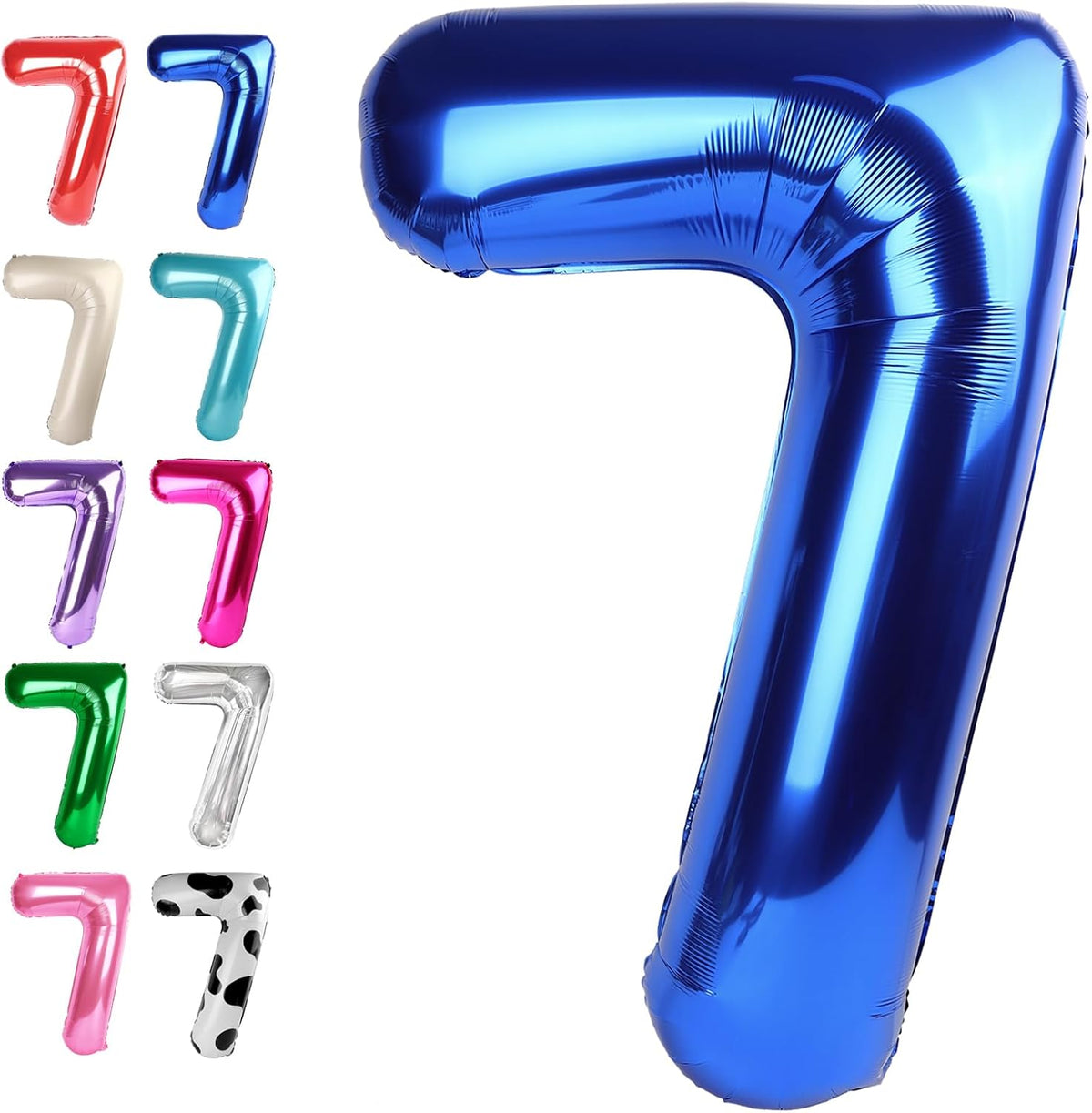 Navy Blue Number 7 Birthday Balloon 40 Inch, Digital Balloons for 7 17 27 37 70 77 Party