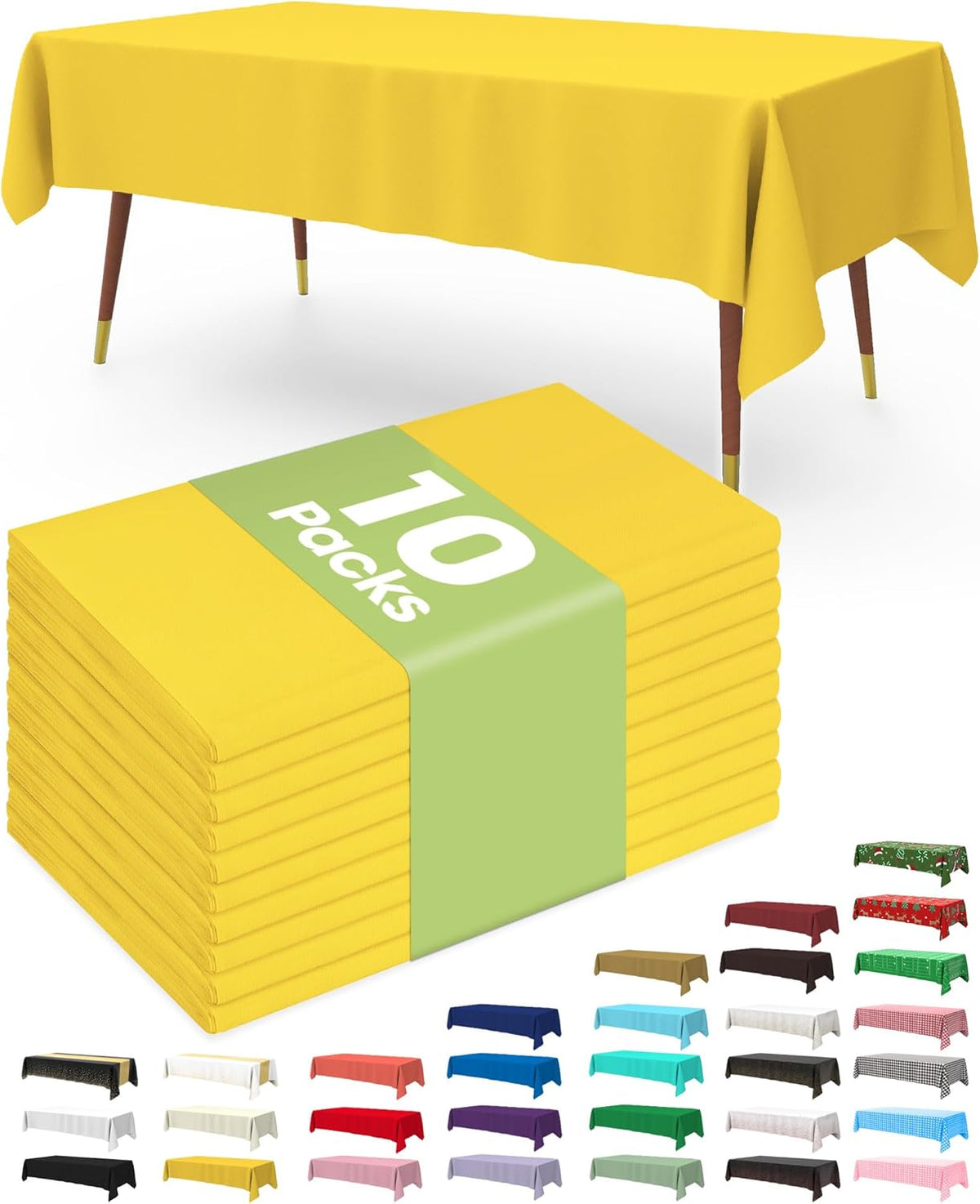 Pureegg Plastic Table Cloth Disposable 10 Pack, 54 x 108 Inch Table Cloths, Easter Party