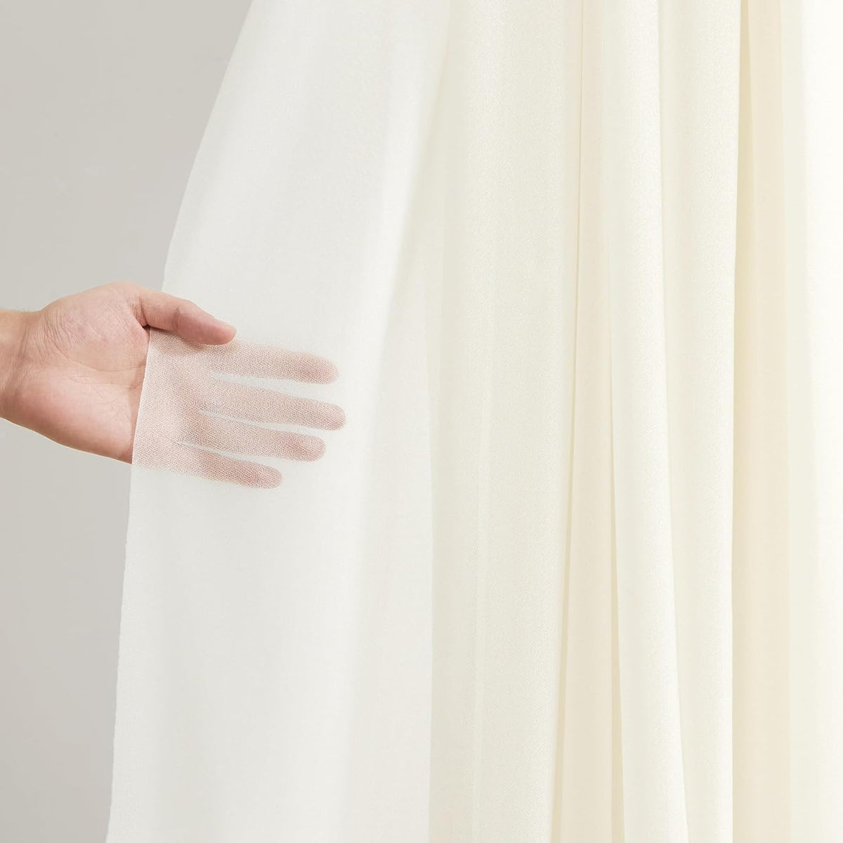 30" x 20Ft Wedding Arch Draping Fabric, 2 Panels Ivory Sheer Curtain Drapes Extra Wide & Long