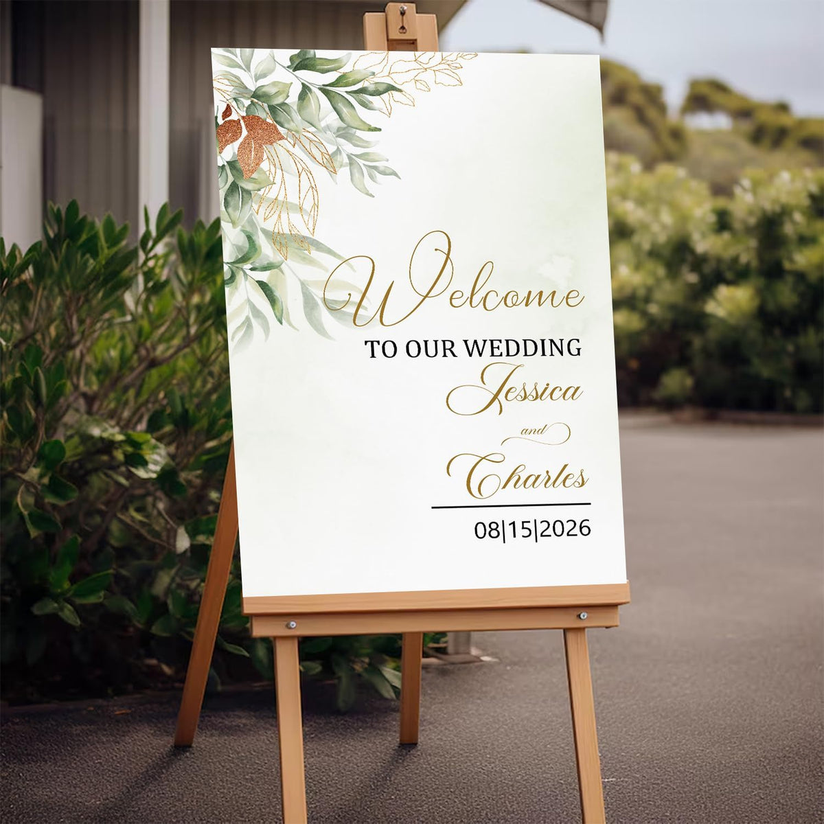 Eucalyptus Wedding Welcome Sign Template, Greenery and Gold Printable Sign for Reception, Custom