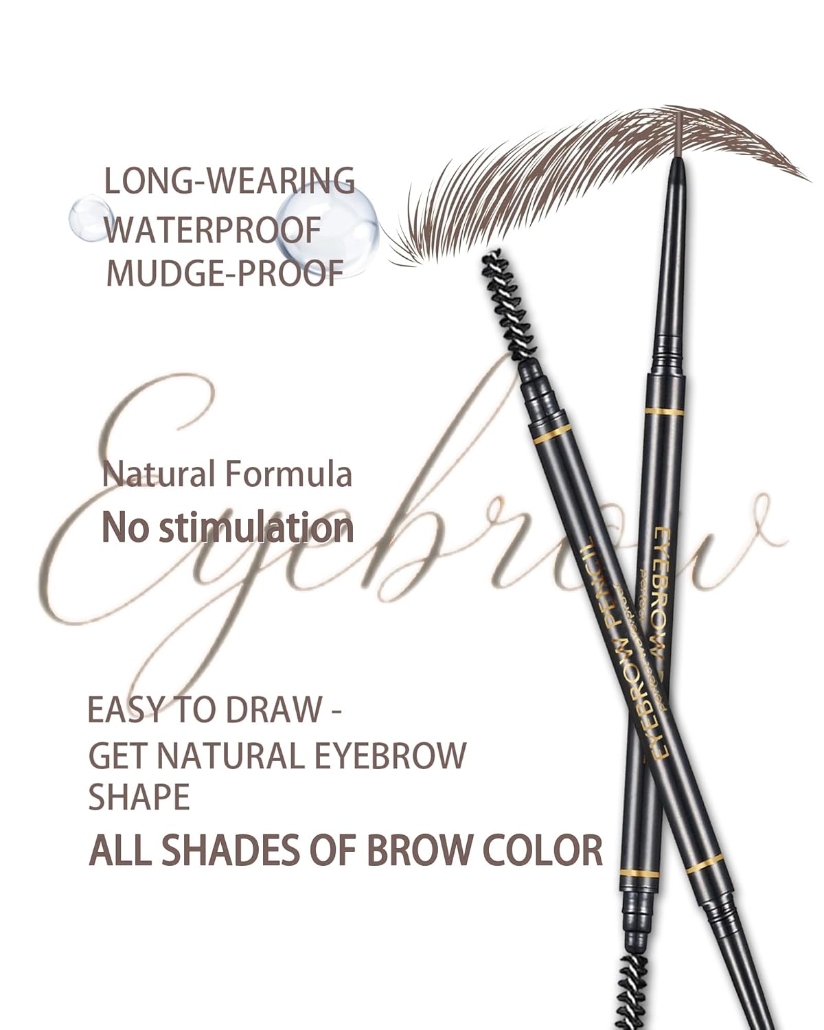Dark Brown Eye Brow Pencils for Women, 6Pcs Waterproof Eyebrow Pencil, 1.5mm Micro-Fine Tip &