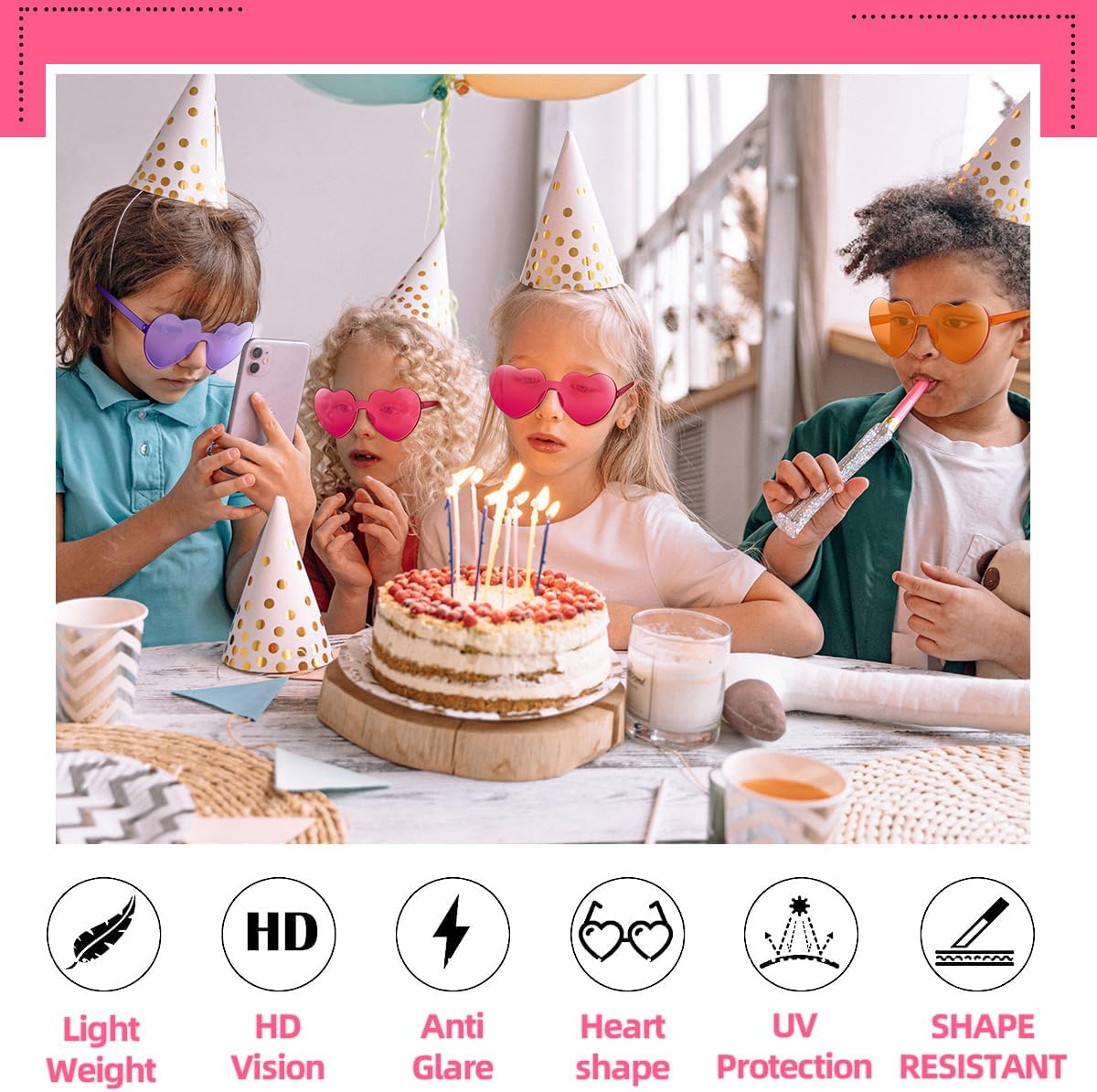 12/20/24 Pairs Heart Sunglasses for Women Men, Trendy Heart Shaped Rimless Transparent Sunglasses