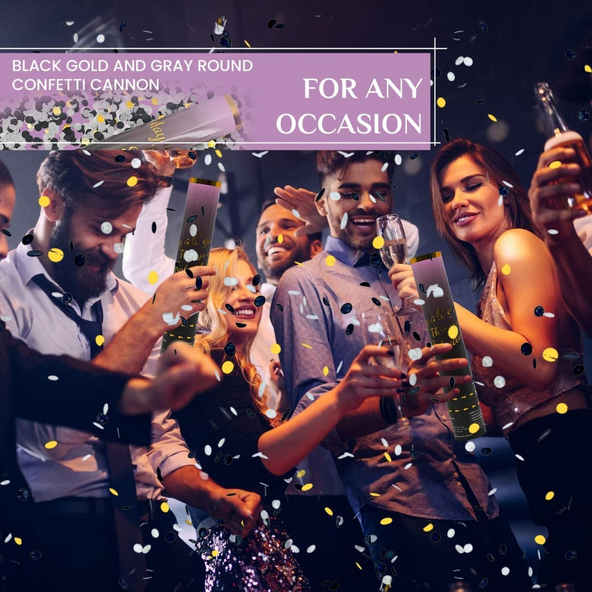 Confetti Cannon Black Gold 12 Pack Confetti Poppers 12 inch Celebrate Party Poppers Confetti Party