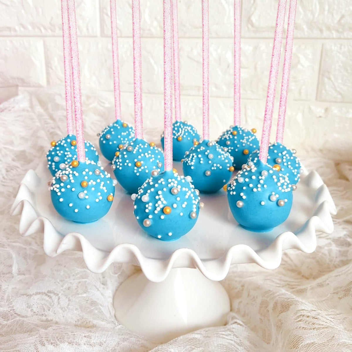 50-PCS Pink Glitter Plastic Swizzle Sticks, Crystal Cake Pops, Cocktail Coffee Drink Stirrers