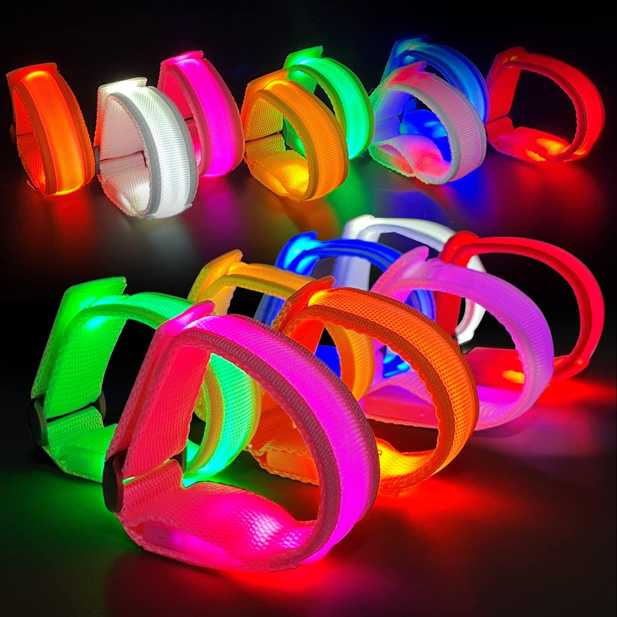 M.best 32pcs LED Light Up Bracelets Glow Flashing Wristbands Glow in The Dark Party Supplies for
