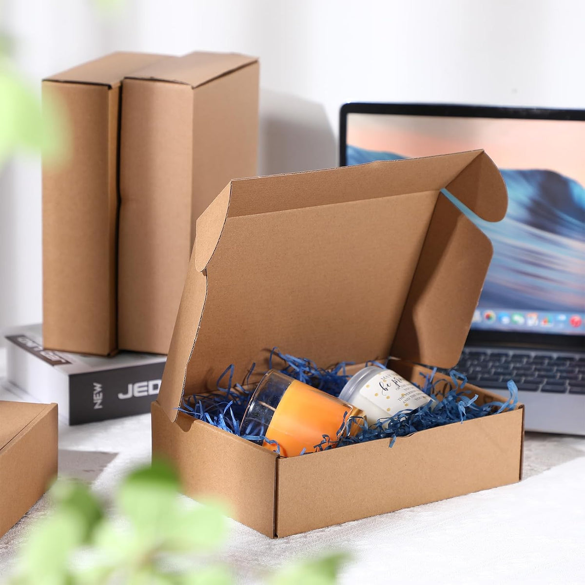 Qilery 100 Pcs Shipping Boxes Cardboard Gift Corrugated Cardboard Brown Boxes Mailer Packaging for