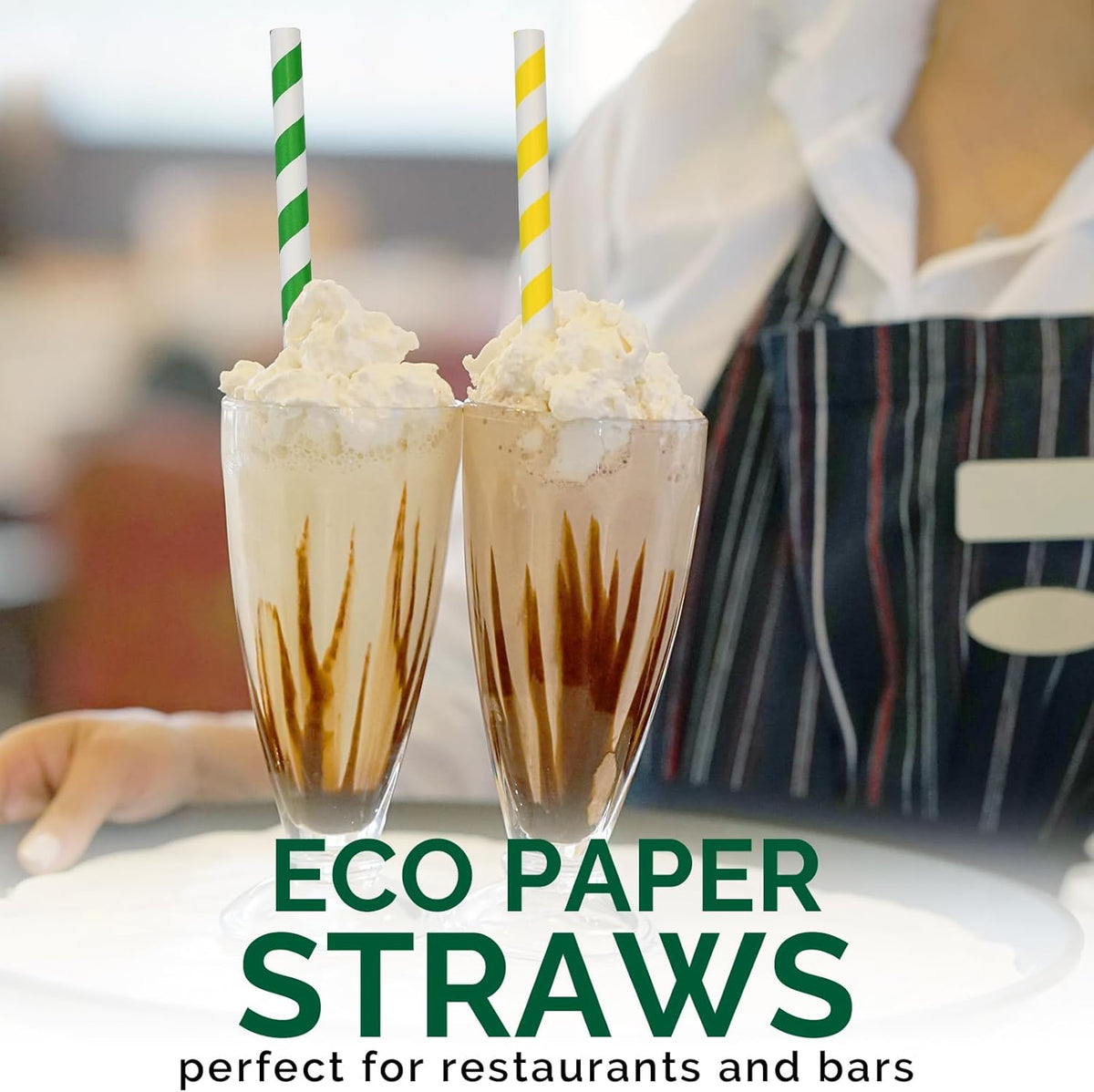 [10MM Wide] 10.25 Inch Extra Long Fat Sturdy Paper Drinking Straws for Smoothies, Milkshakes, Thick