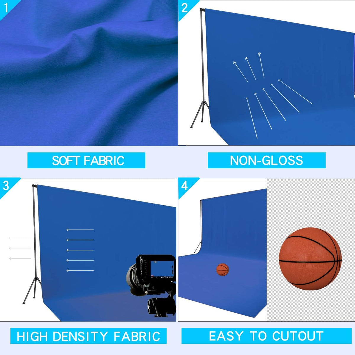 ISSUNTEX 10X20 ft Background Muslin Backdrop, Photo Studio, Collapsible High Density Screen for