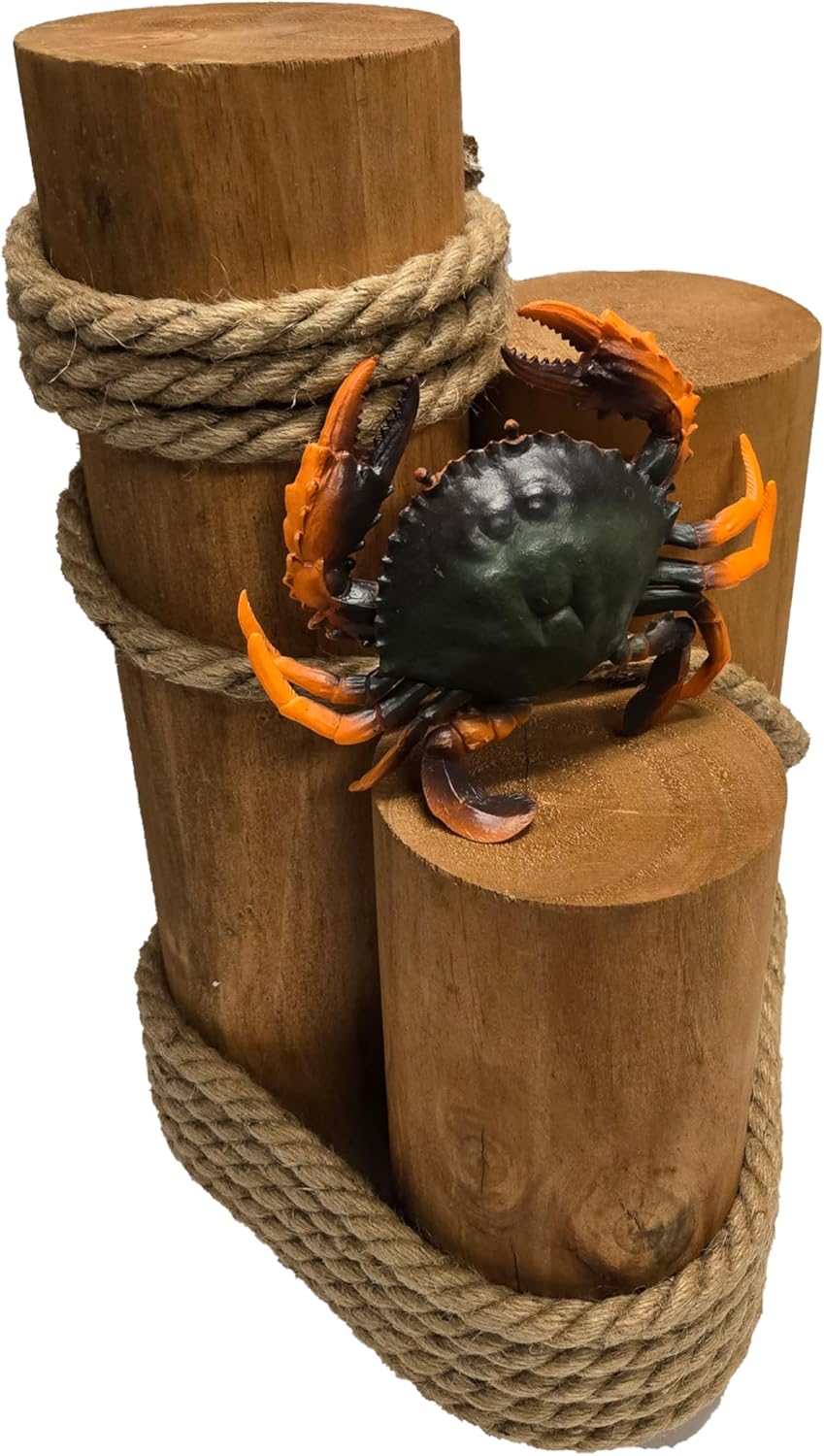 Set of 3 Nautical Wood Piling Decorations – Real Wooden Pier Posts for Coastal, Marine, or Nautical