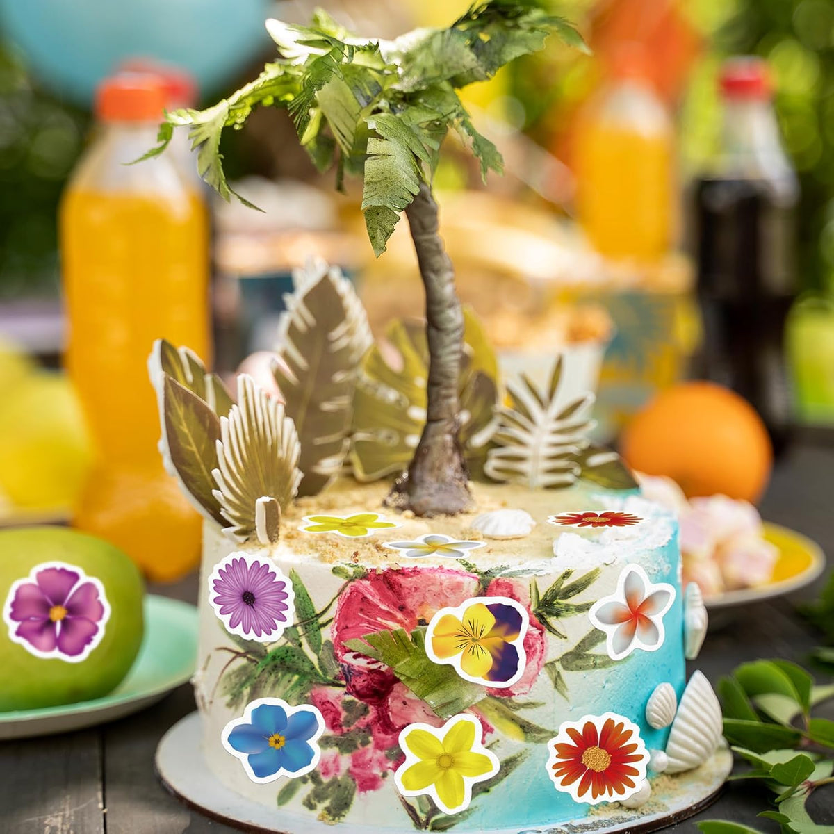 48 Edible Flowers Cupcake Toppers Edible Hawaii Flowers Cupcake Decor Wafer Paper Tropical Luau