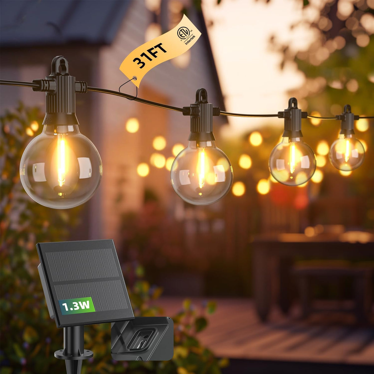 Kawaya Outdoor String Lights, LED Patio Light, Shatterproof Edison Globe Bulbs - IP65 Waterproof