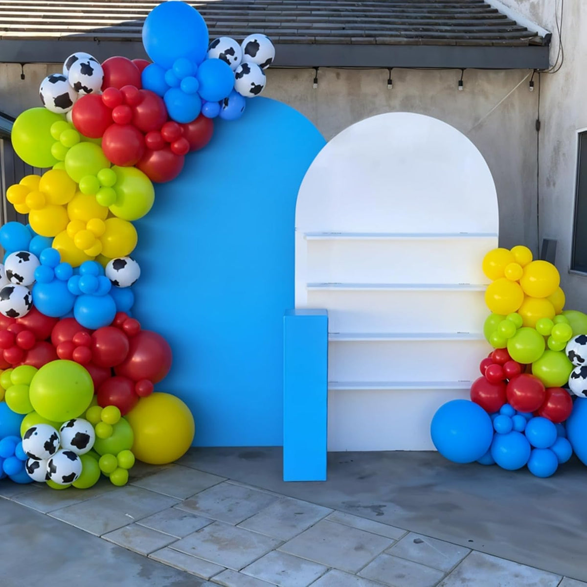Red Blue Yellow Balloons, 12 Inch Cow Pattern Cloud Light Blue Yellow Red Fruit Green Balloons with