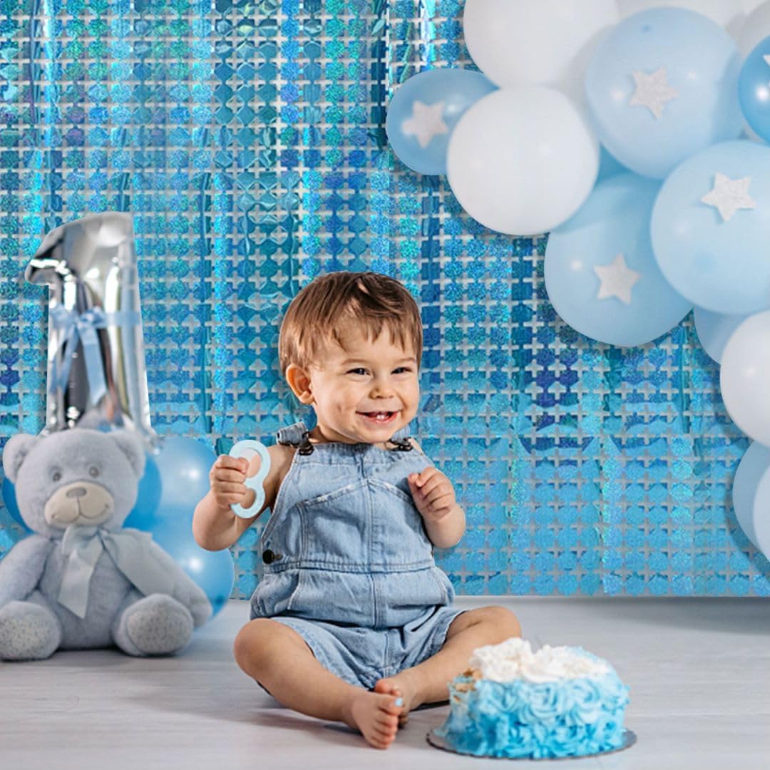 Blue Foil Fringe Curtains Backdrop Blue Streamers Party Decorations for Frozen Birthday Under The