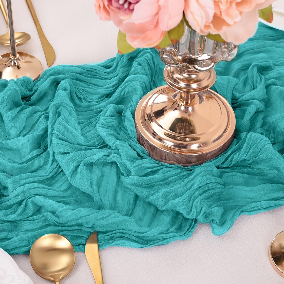 Teal Table Runner Cheesecloth Table Runners 10FT Farmhouse Table Runners 120 Inches Fall Table