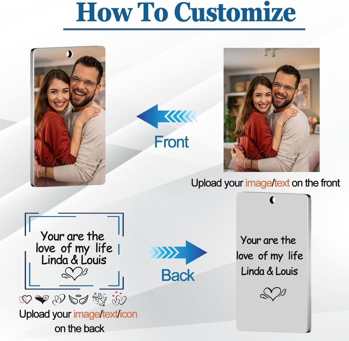 Custom Keychain with Picture, Personalized Keychain with Engraved Photo/Text, Gifts for Family and
