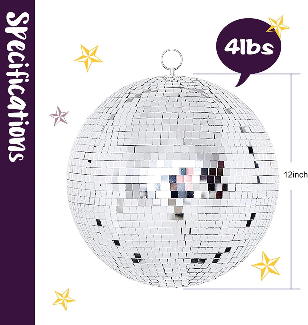 Youdepot Disco Ball 12-Inch – Large Mirror Ball Hanging Party Decor for Weddings, Events, and Dance