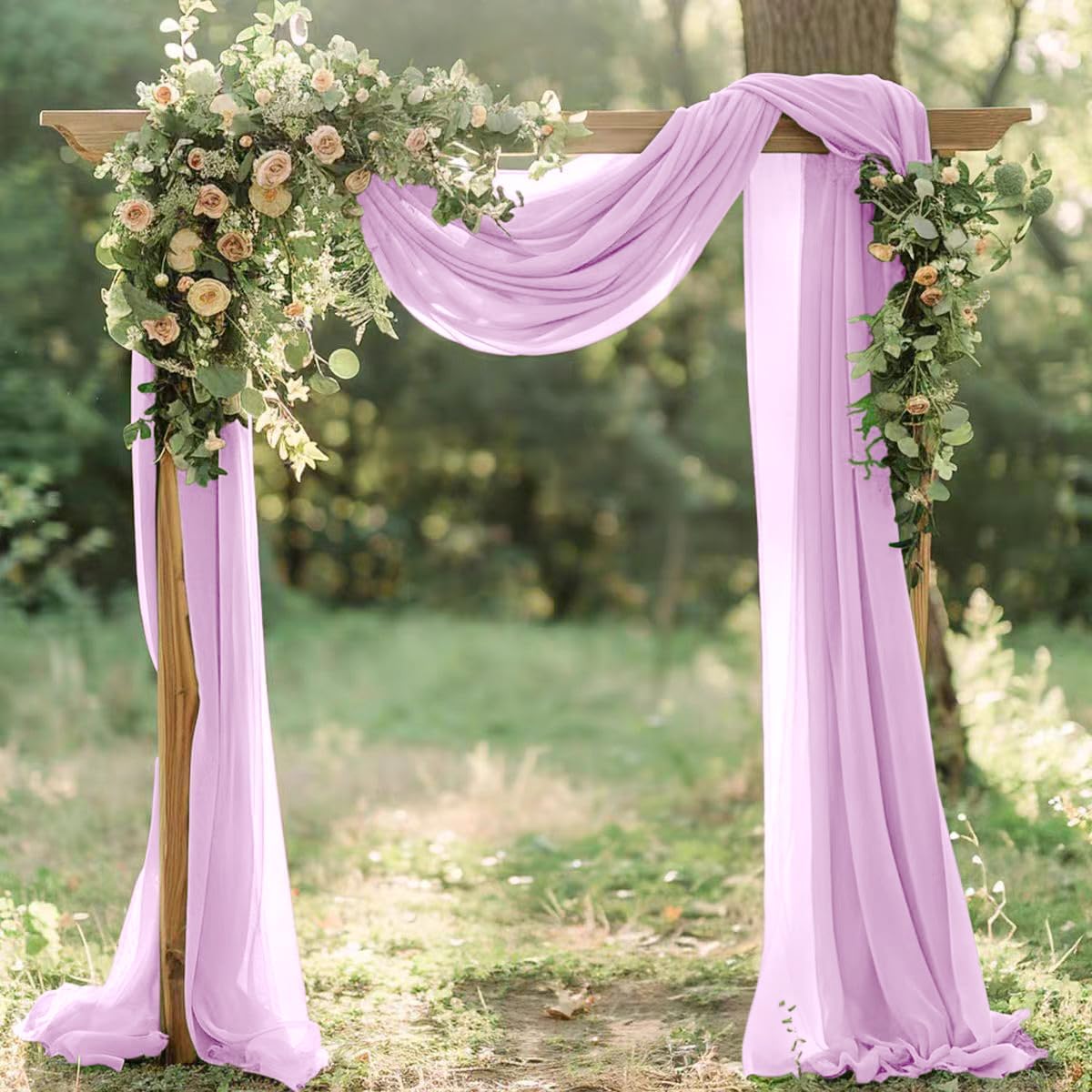 Lilac Elegant Arch Draping Fabric 2 Panels Outdoor 29" × 20Ft Sheer Chiffon Curtain Drapes for Fall