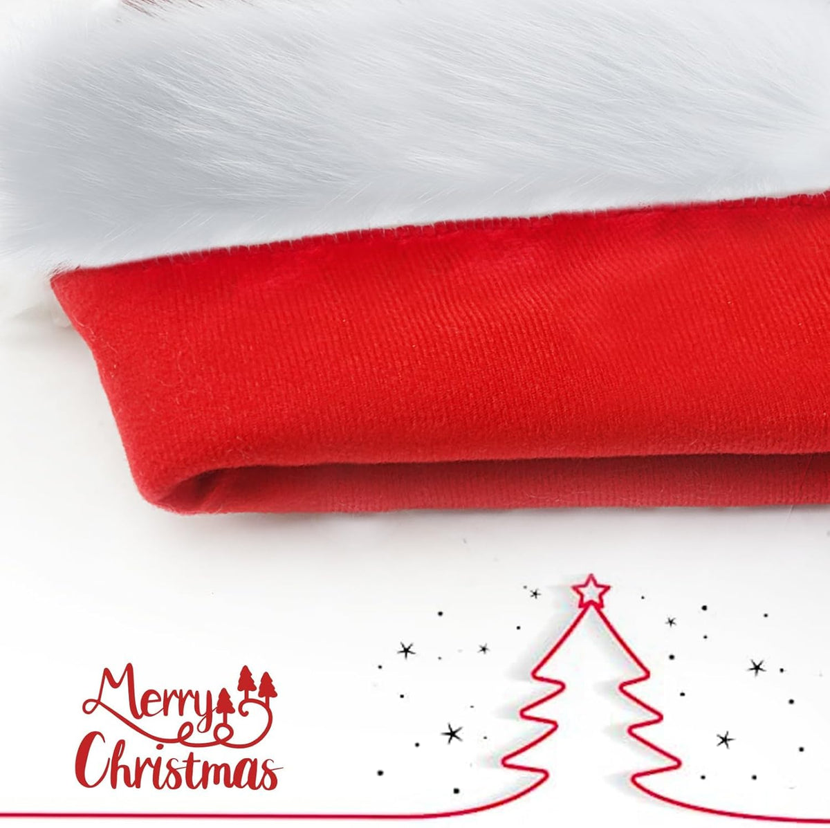 Santa Hat for Adults Christmas Hat Red Velvet Double-Layer Thickening Unisex Holiday Xmas Hats for