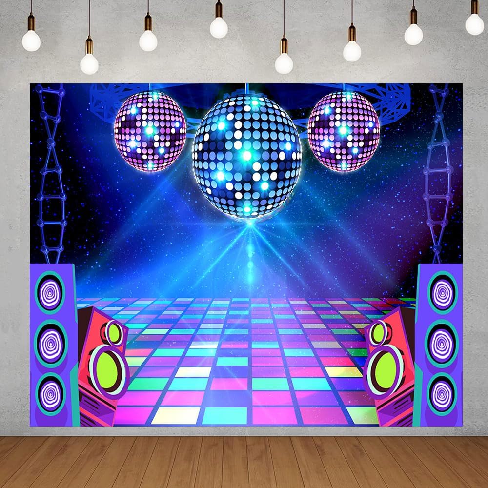 Dance Party Backdrop Retro 80s 90s Theme Stage Dance Ball Music Birthday Party Decoration DJ