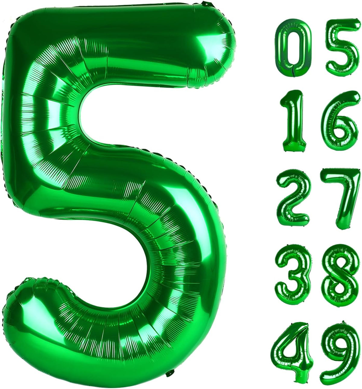 Green 40 Inch Large Number 5 Birthday Balloon, 2025 Five 5th 15 25 35 50 55 Birthday Celebration