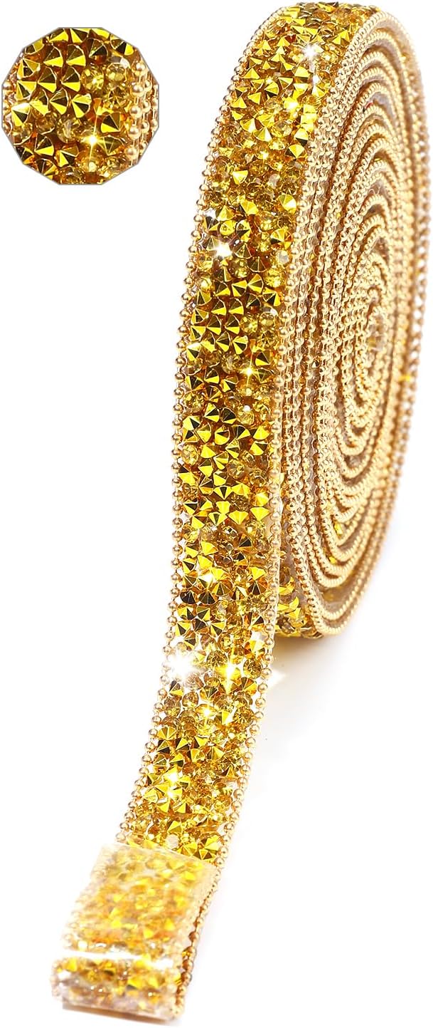 Rhinestone Ribbon 3 Yards Self Adhesive Rhinestone Strips Diamond Ribbon Sticker Crystal Roll